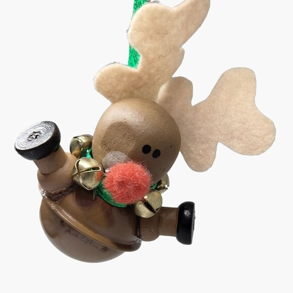 Reindeer Jingle Bell Christmas Ornament handmade Heart - Picture 8 of 9